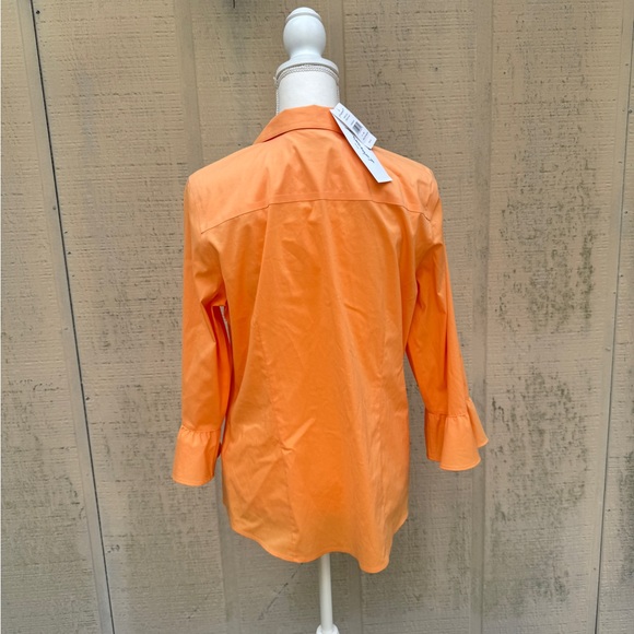 Foxcroft Sherbet No-Iron Women's Blouse w Ruffle Sleeve - Picture 3 of 7